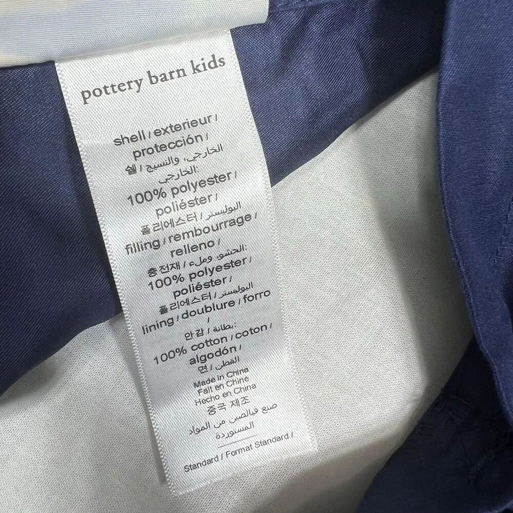 Pottery Barn Kids Standard Pillowcase One Size Navy Blue Polyester